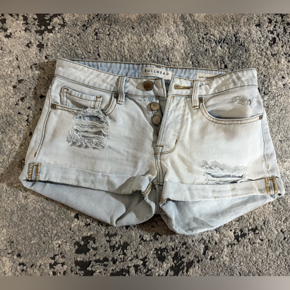 Bullhead Blue Distressed Jean Shorts